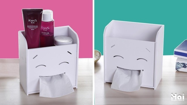 'DIY MakeUp Organizer + Tissue Box From Cardboard | DIY Kotak Tisu dan Wadah MakeUp Dari Kardus'
