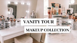 'UPDATED VANITY TOUR + MAKEUP COLLECTION | IKEA DESK | DIY VANITY MIRROR | Jazmin Quintanilla'