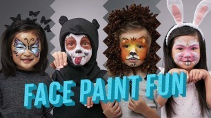'Easy Butterfly, Dog, Lion and Bunny Halloween Face Paint Tutorial'
