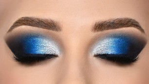 'BLUE & SILVER Smokey Eye Makeup Tutorial'
