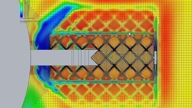Space X Falcon 9 Like Curved Waved Gridfins Transsonic Shockwave - SolidWorks Flow Simulation