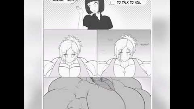'Female muscle gym trainer comic'